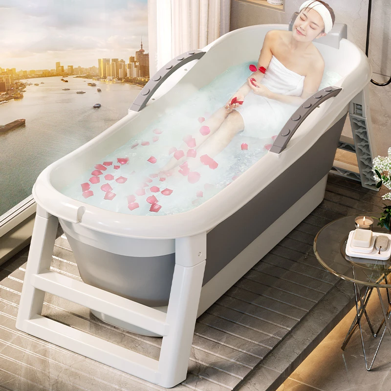 泡澡桶便携家用大人加长沐浴桶沐浴盆加宽免安装小户型折叠式浴盆