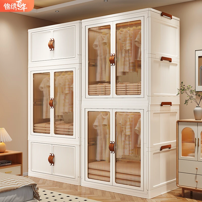 家用衣柜双开门大容量免安装置物柜出租房衣物收纳柜宝宝婴儿衣柜