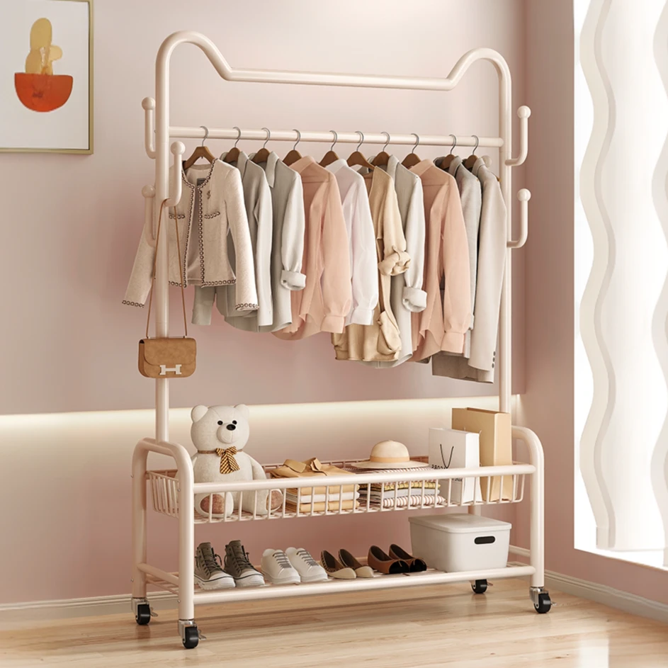 置地晾晒衣架卧室床边放衣神器玄关衣帽架冬天羽绒服大衣置物架C