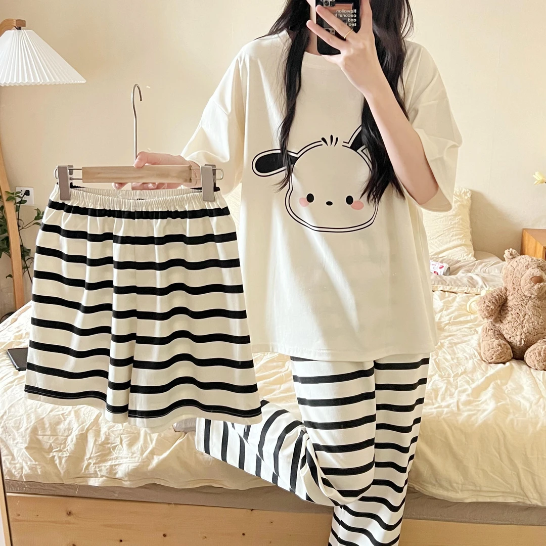 【三件套】睡衣女夏季装宽松薄款夏天甜美休闲大码女士新款家居服T