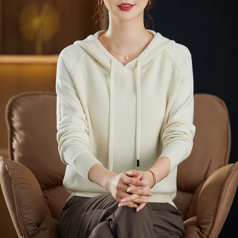 【春秋连帽卫衣】时尚休闲长袖毛衣百搭宽松洋气连帽针织衫39243