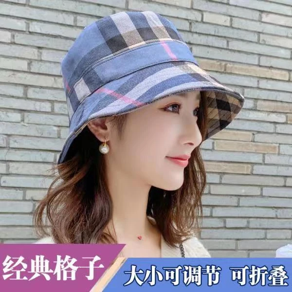秋冬新款女韩版时尚百搭小檐格子盆帽经典日系ins渔夫帽英伦礼帽