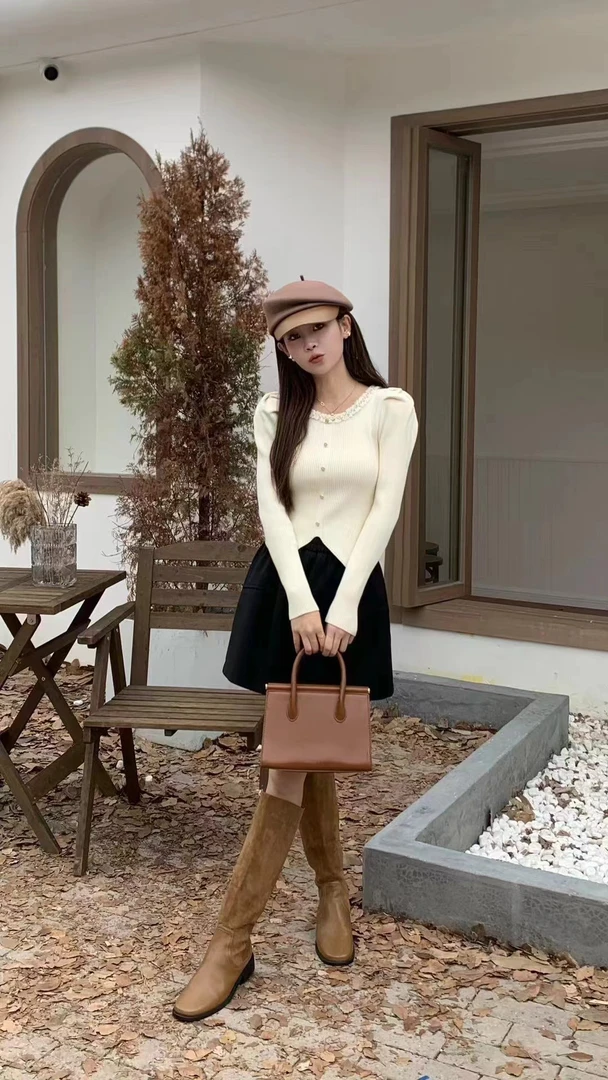 韩系设计感女装显瘦百搭宽松小香风毛衣开衫上衣