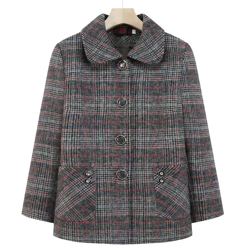 2445绵羊毛春秋季洋气毛呢妈妈装女士中老年厚外套（大仓）