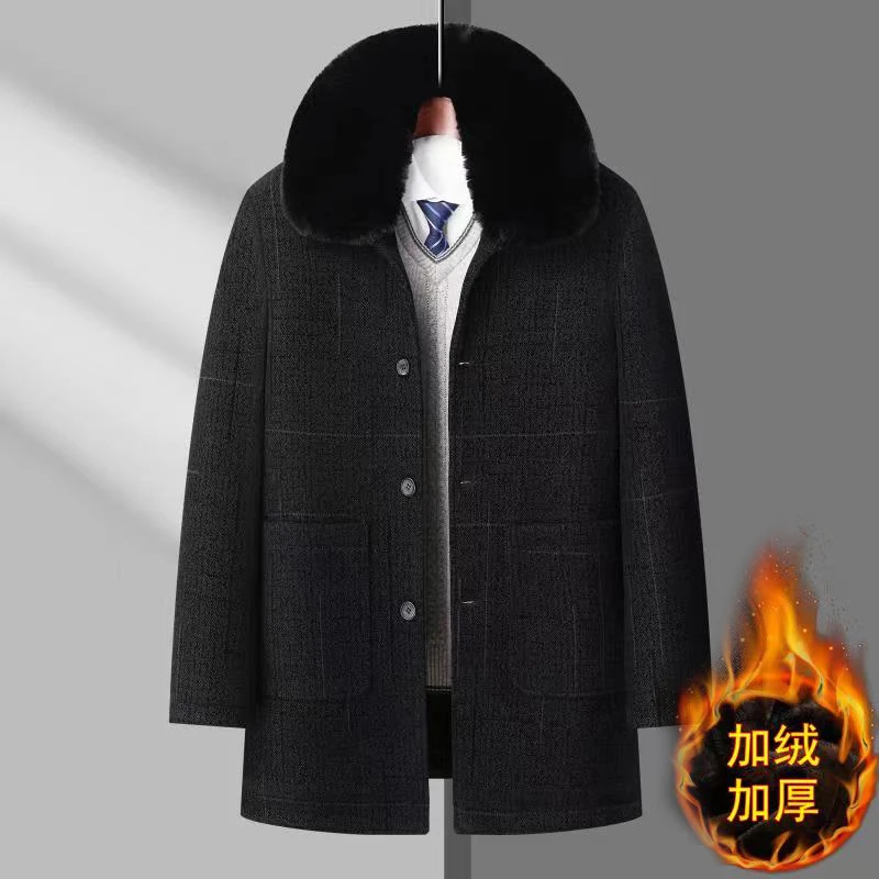 3013冬季中老年爸爸加厚加绒保暖棉服男士中长款外套（正）