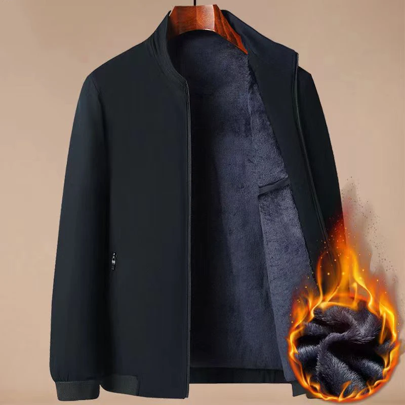 2354冬季加绒加厚男士夹克休闲立领厚中年外套（C区靠墙