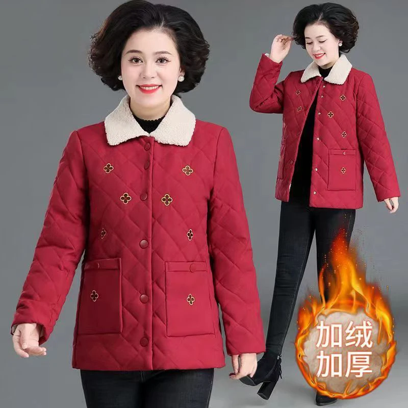2360冬季妈妈装加绒加厚保暖中老年女士外套棉服（大仓）