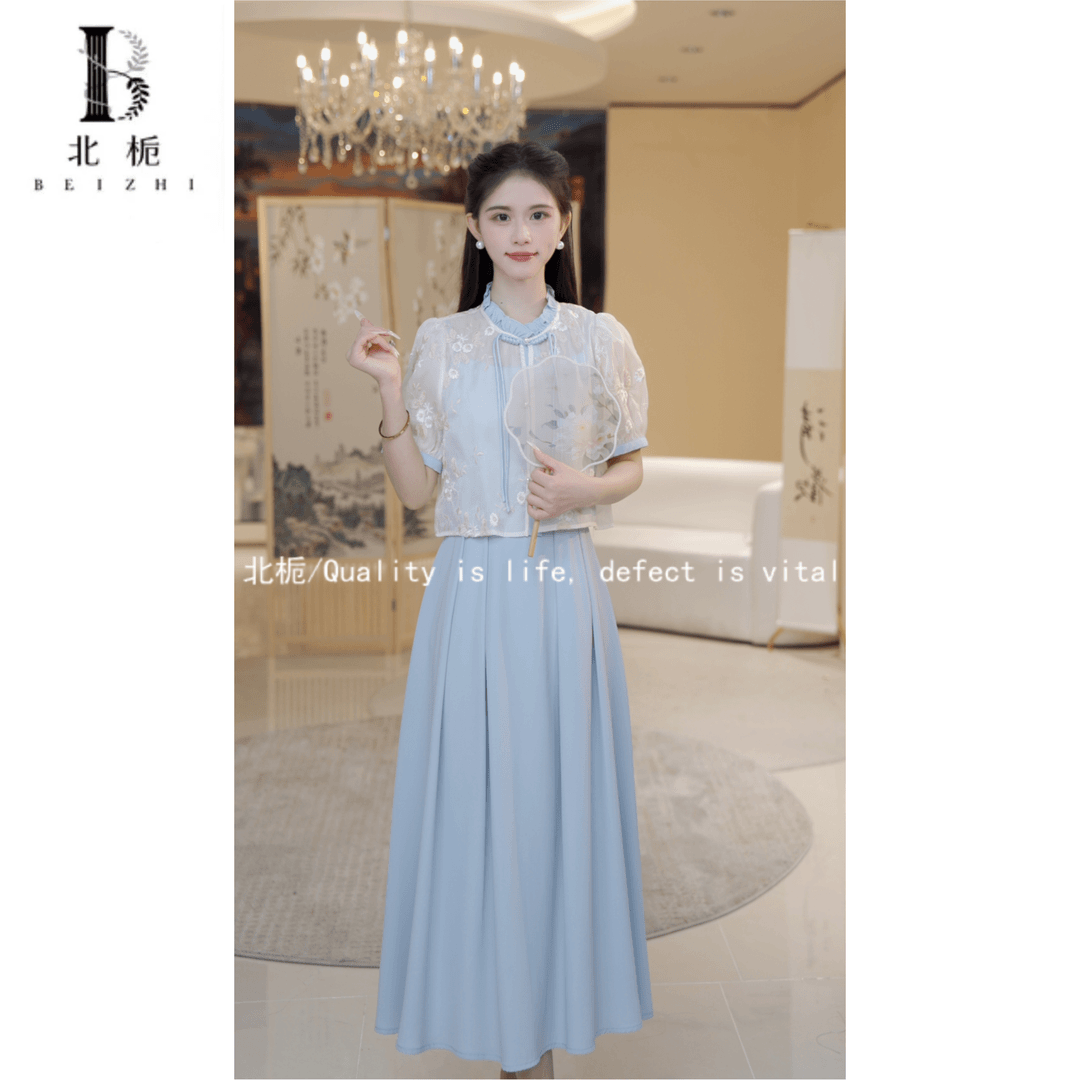 【北栀】木耳边领两件套连衣裙812572