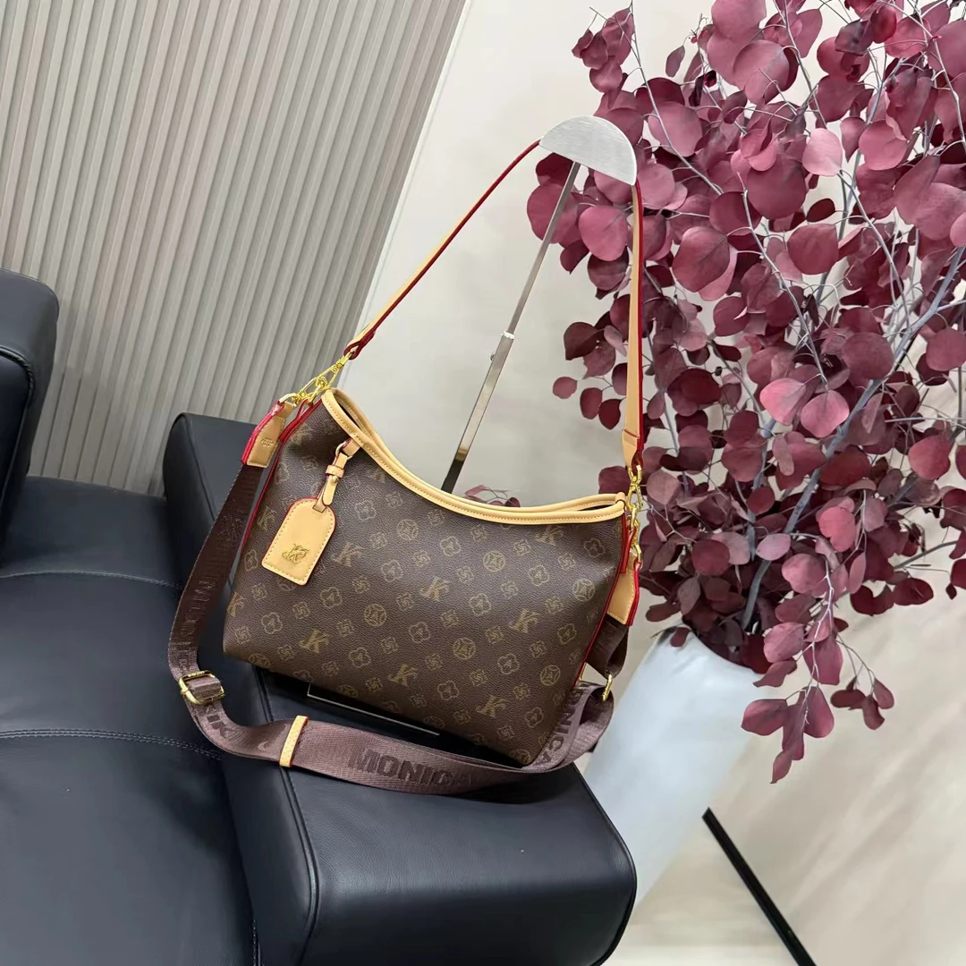 8183 咖色配杏 （长32厘米高23厘米）复古时尚百搭包包（无礼盒）