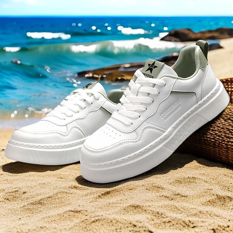 男鞋秋季时尚百搭男士厚底板鞋潮流运动小白鞋低帮透气休闲鞋潮鞋