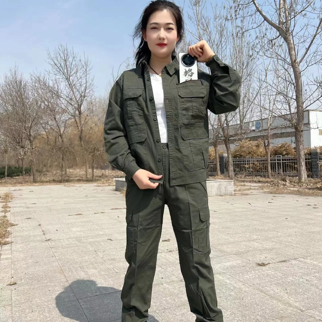 560夏季藏蓝色薄款棉户外休闲工作结实耐磨长袖透气上衣裤子套装