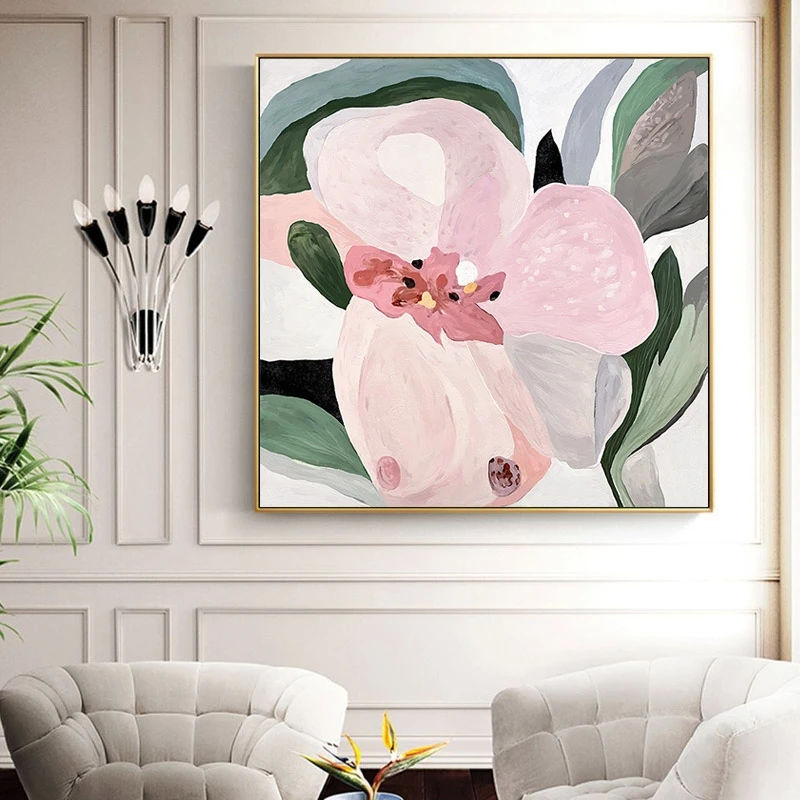 【粉黛】北欧风轻奢抽象装饰画餐厅背景墙挂画客厅高级感温馨壁画