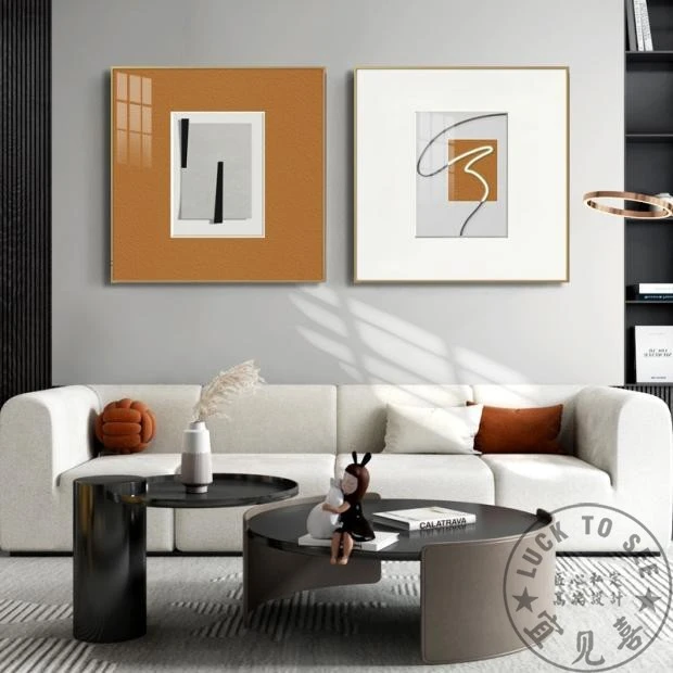 现代简约大气客厅装饰画极简卧室两联床头画艺术抽象餐厅两联画