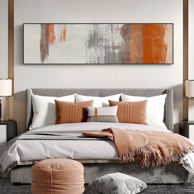 轻奢简约卧室床头挂画高级感客厅装饰画大气花卉房间主卧横版壁画