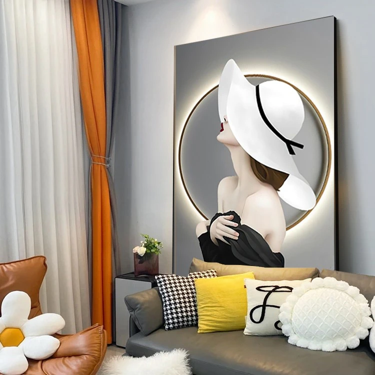 【摩登少女】沙发背景墙客厅侘寂风ins风挂画现代轻奢落地抽象画