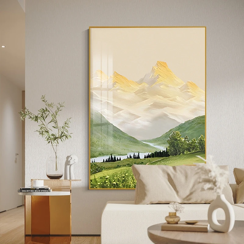 【湖光山色】山水风景客厅画轻奢感玄关装饰画背有靠山前有流水挂画