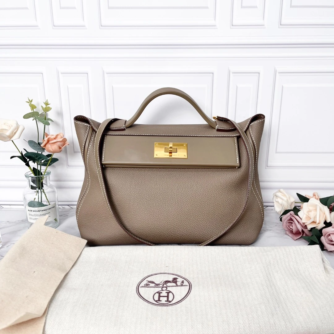95新 Hermes/爱马仕 灰色2424手提单肩包