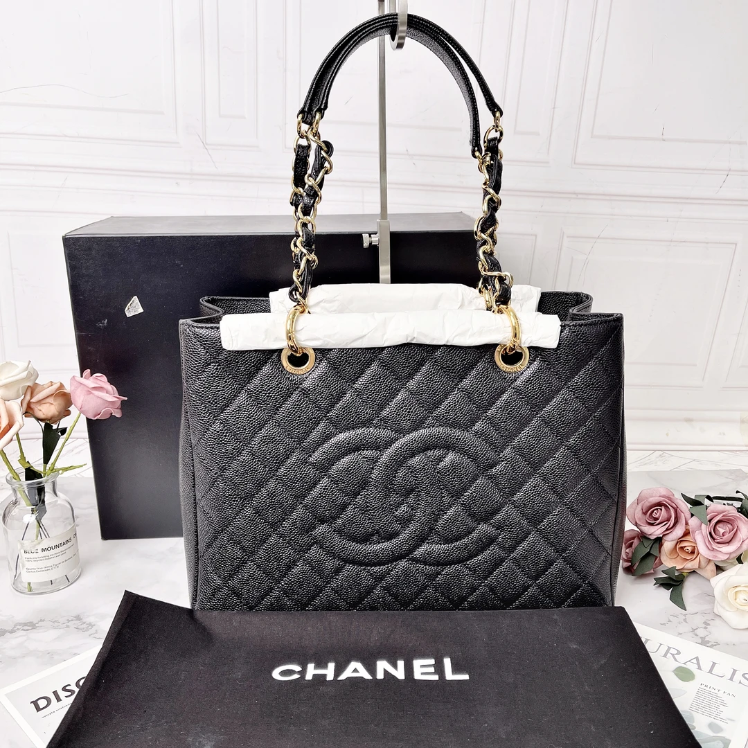 全新未使用 Chanel/香奈儿 黑色牛皮荔枝纹GST单肩包时尚