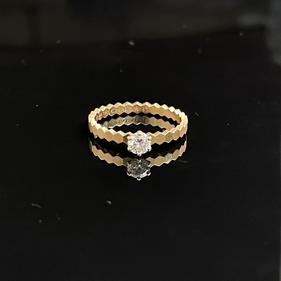 95新 Chaumet/尚美 玫瑰金BEE MY LOVE 爱∙巢系列钻戒黄色排钻