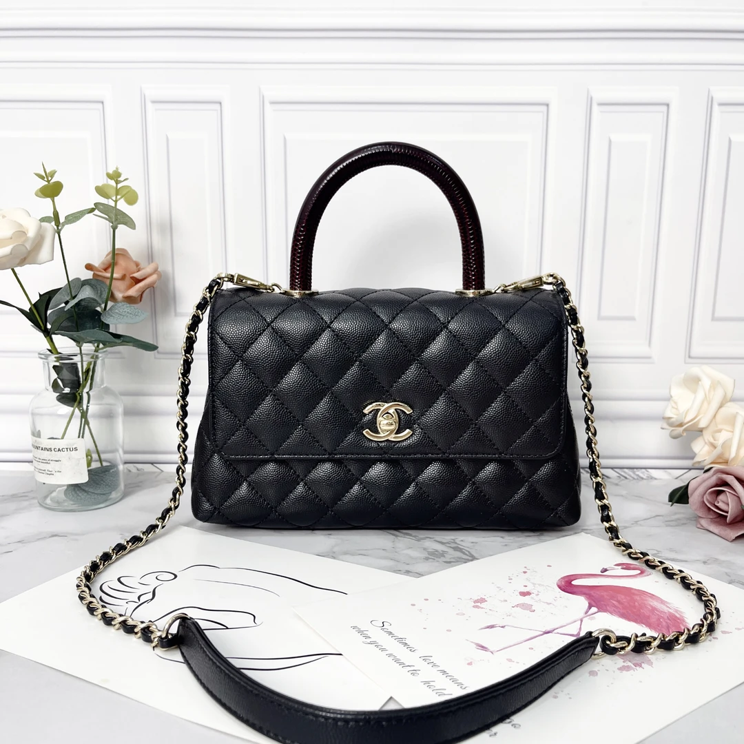 95新 Chanel/香奈儿 CHANEL/香奈儿黑色牛皮荔枝纹单肩包