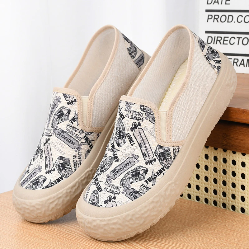 2024春季乐福鞋一脚蹬小香风渔夫鞋懒人厚底时尚妈妈布鞋女帆布鞋