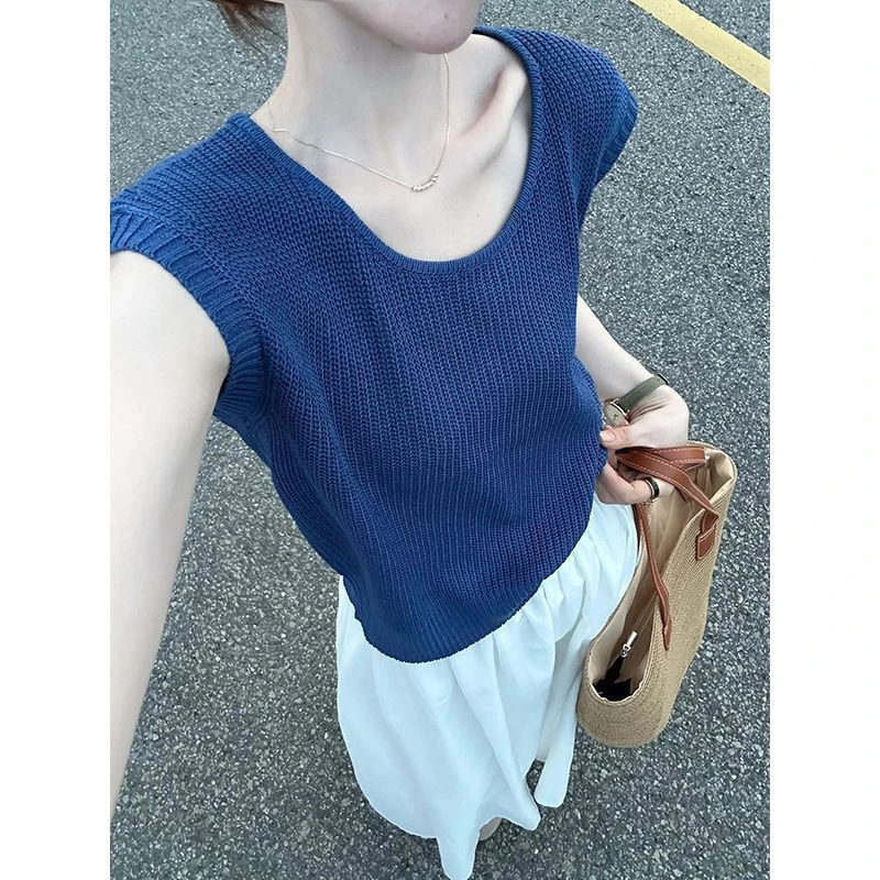 2025夏季甜美减龄时尚流行多巴胺穿搭针织衫上衣短袖T恤休闲女装