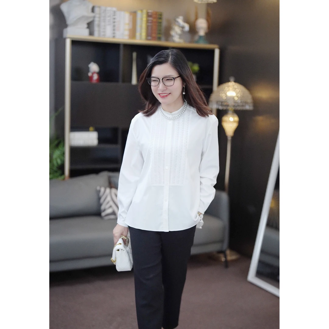 大丽高定女白色情迷装百搭气质长袖衬衫DLTX0395