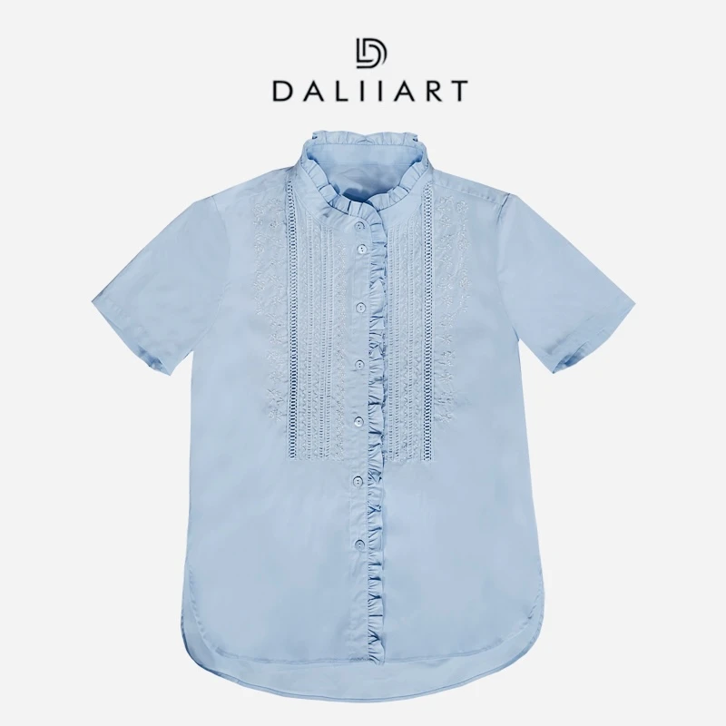 大丽高定女装 海边的衬衫 高支棉重工钉珠休闲衬衫DLTX0985