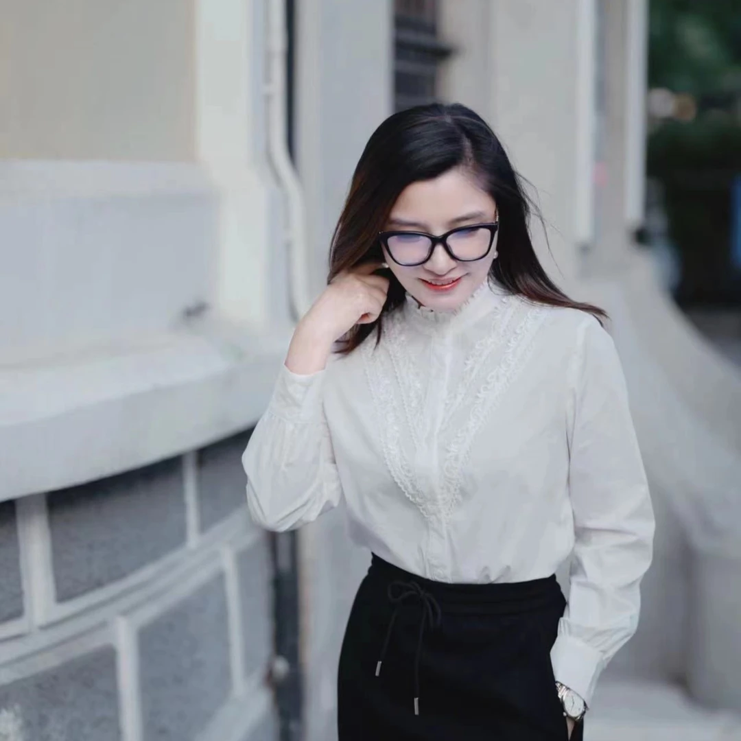 大丽高定女装国风衬衫百搭黑色长袖立领秋季衬衫DLTX0465