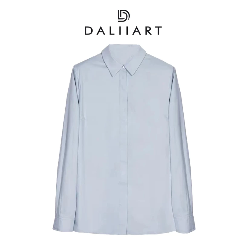 大丽高定女装 蓝调往事 丝光纹棉细旦纤维高支高密衬衫DLTX0832