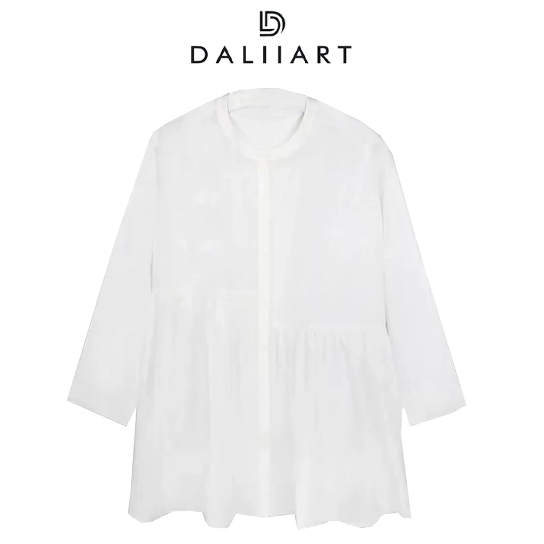 大丽高定天空之城6A级桑蚕丝式宽松舒适衣服立领小衫衬衫DLTX1333