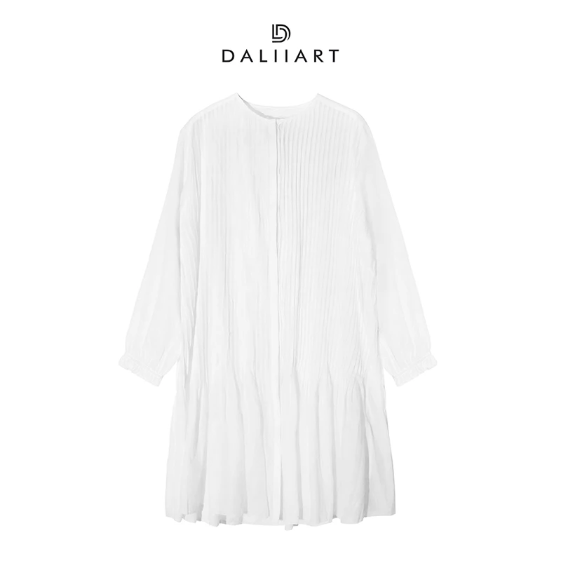 大丽 浪漫格兰岛 打条工艺时尚休闲度假风100棉连衣裙DLQZ0141