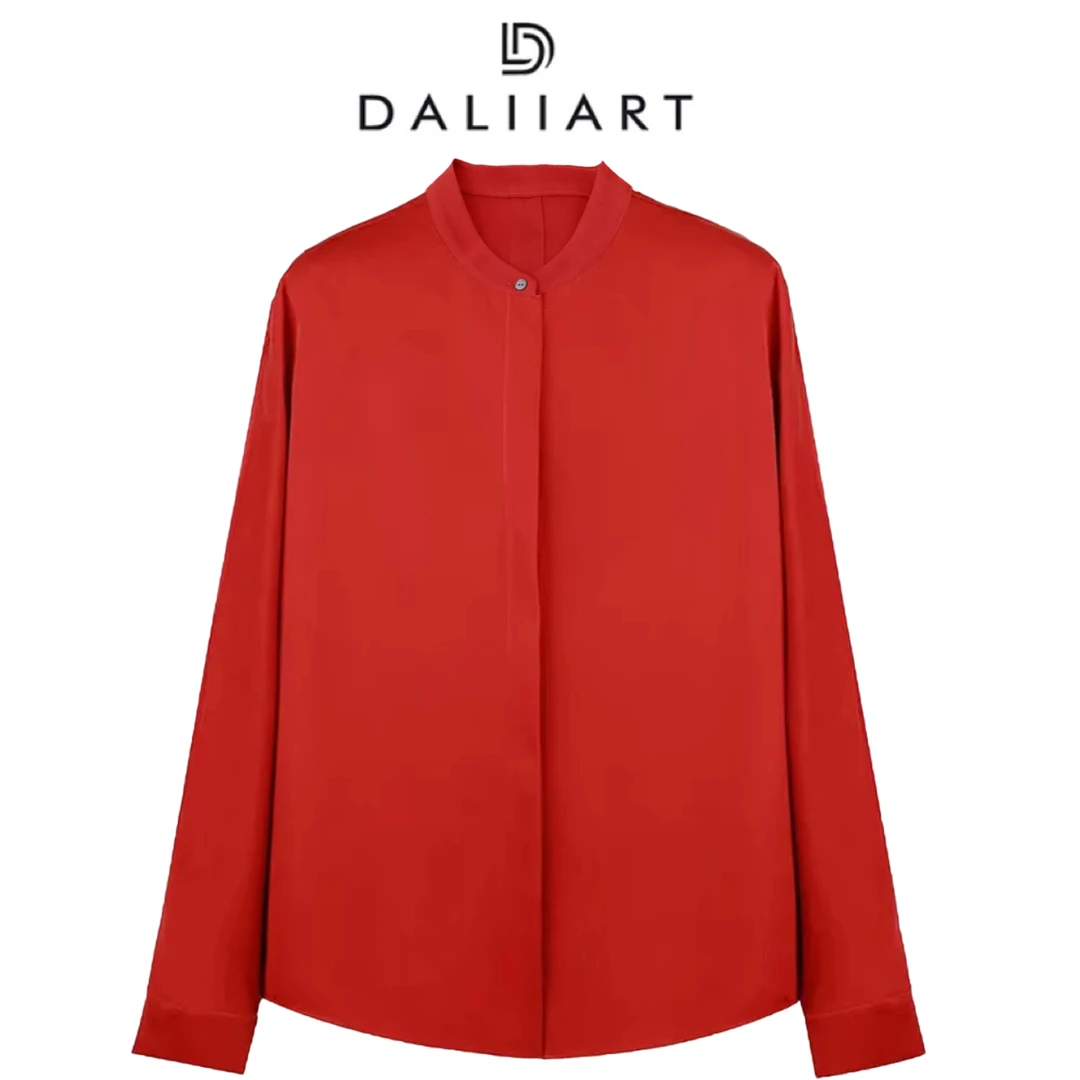 DALIART 羽西同行 19MM6A级桑蚕丝小立领开叉衬衫上衣DLTX1472