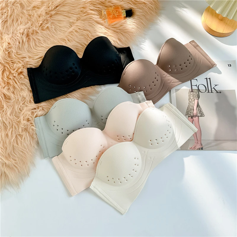 【芳华如梦套装】无痕内衣套装大胸聚拢薄款抹胸收副乳防下垂无钢