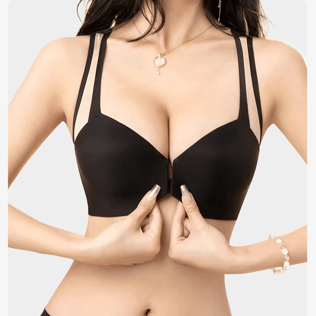 manyini/曼旖妮 【天使之翼前扣】文胸前扣光面舒适无痕内衣女小胸显大聚拢夏季薄