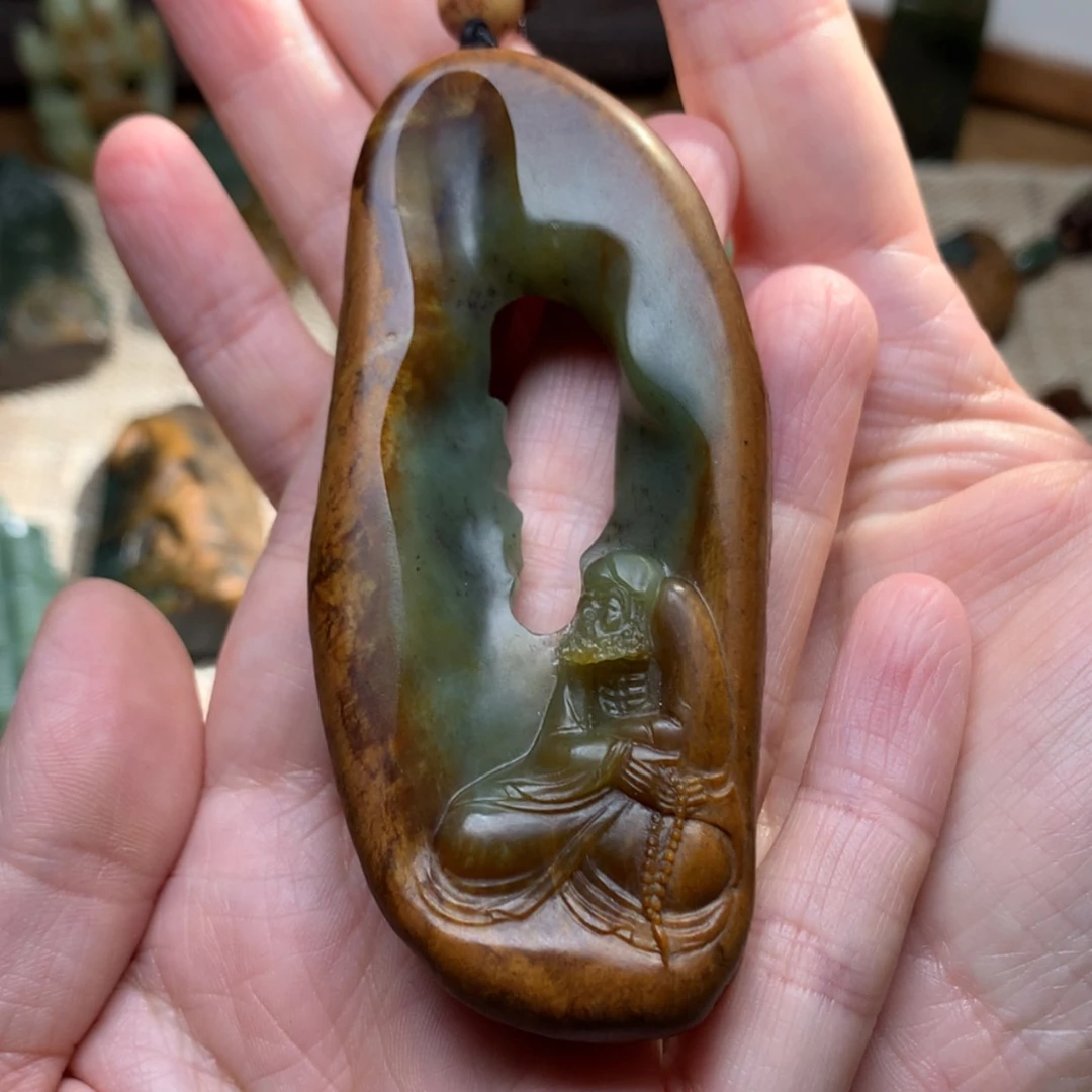 【闪购商品】岫岩河磨玉（透闪石质玉）手把未镶嵌無