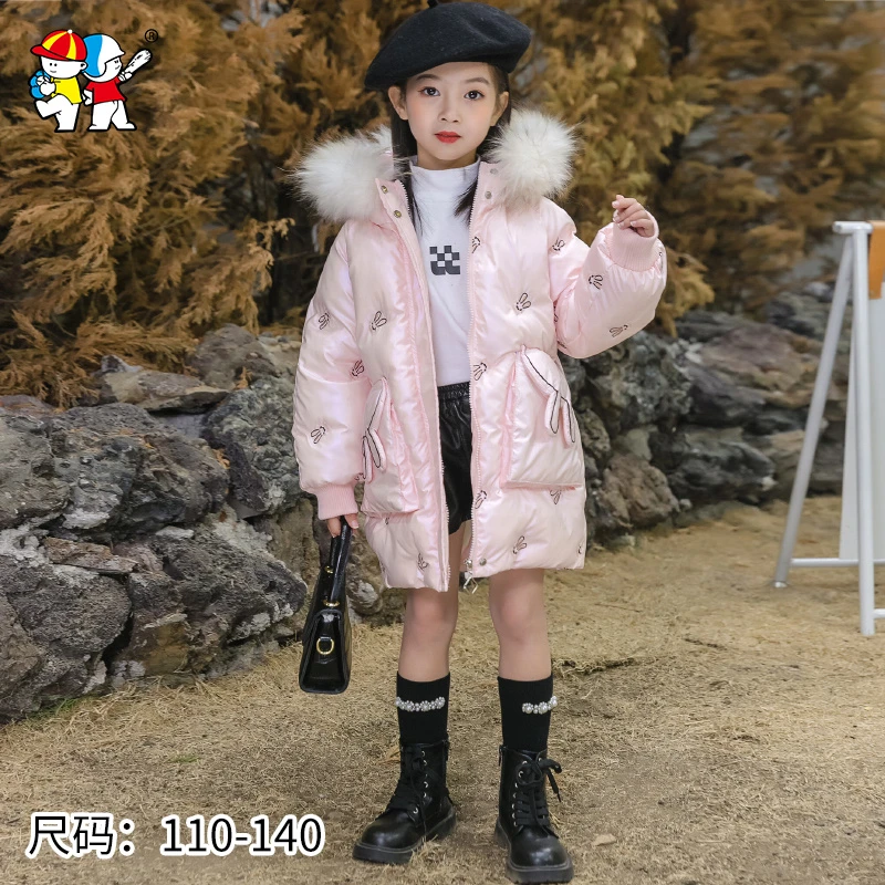 837大小孩女童棉衣2023年新款连帽夹棉压棉宽松中长款324222044