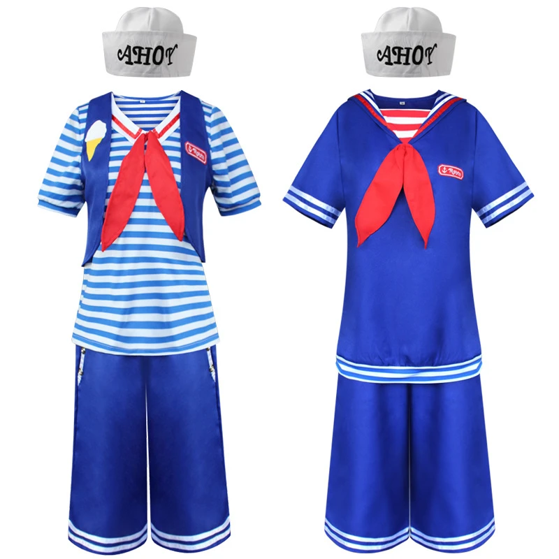 怪奇物语4cos服StrangerThings海军服男女演出动漫夏季蓝色二次元