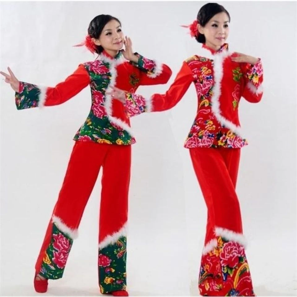 秧歌服冬季新东北二人转演出服广场舞集体舞蹈服装元宵节服装