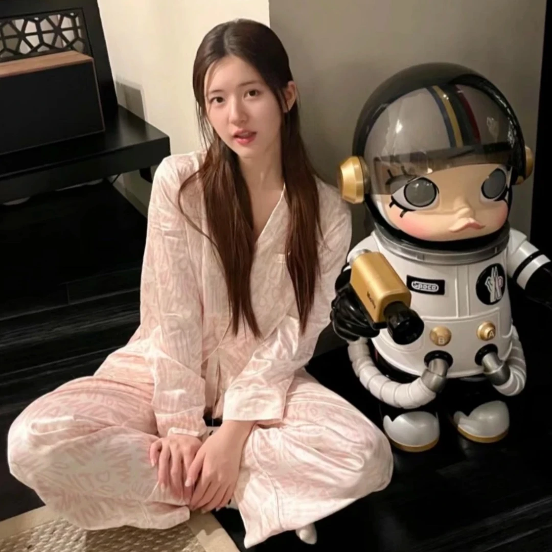 【兔儿家】露思同款粉色洋气套装三件套睡衣女家居服宽松时尚网红