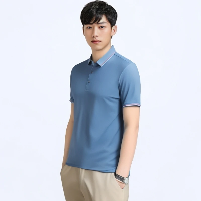 桑蚕丝t恤polo衫休闲夏季半袖商务翻领高档透气薄款宽松速干纯色