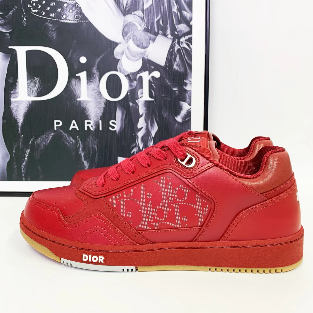 全新未使用 DIOR/迪奥 全新大全套/迪奥B27红色低帮休闲板鞋