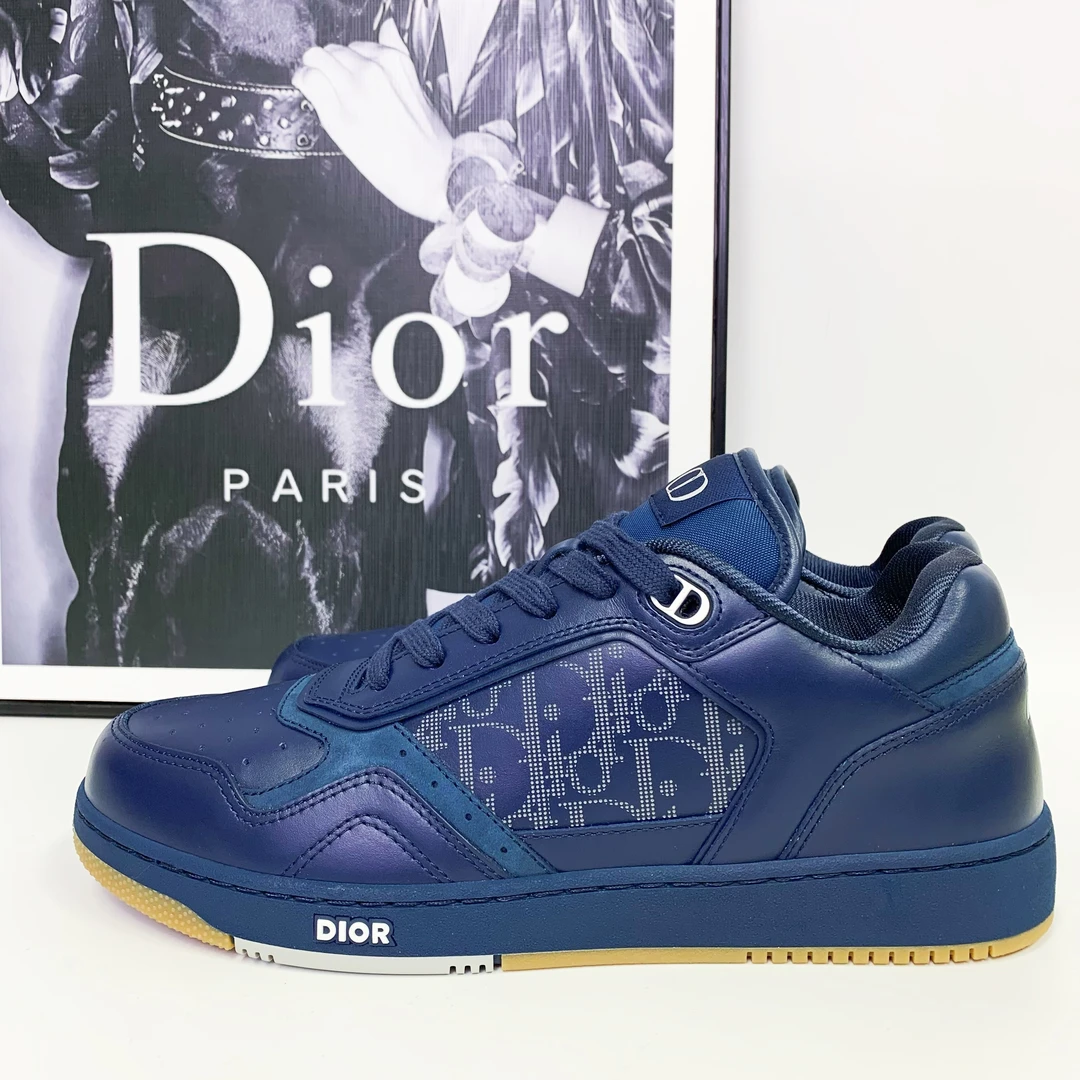 全新未使用 DIOR/迪奥 迪奥/B27/蓝色印花低帮板鞋休闲白蓝