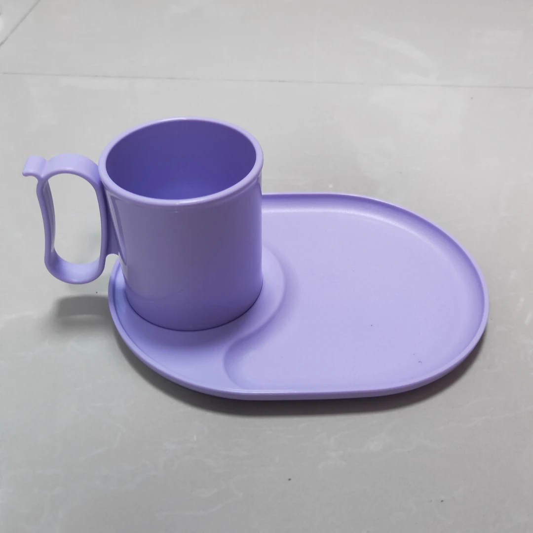 (海)西式早餐杯 盘 冷藏 微波  紫色