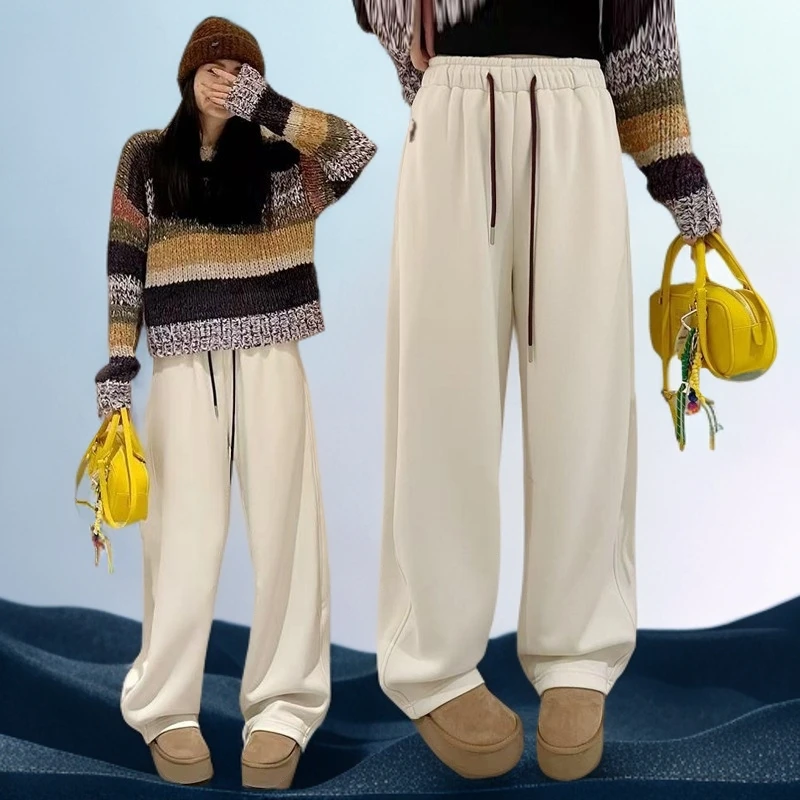 2025春季宽松显瘦卫裤女款时尚百搭休闲阔腿裤高腰直筒垂感直筒裤