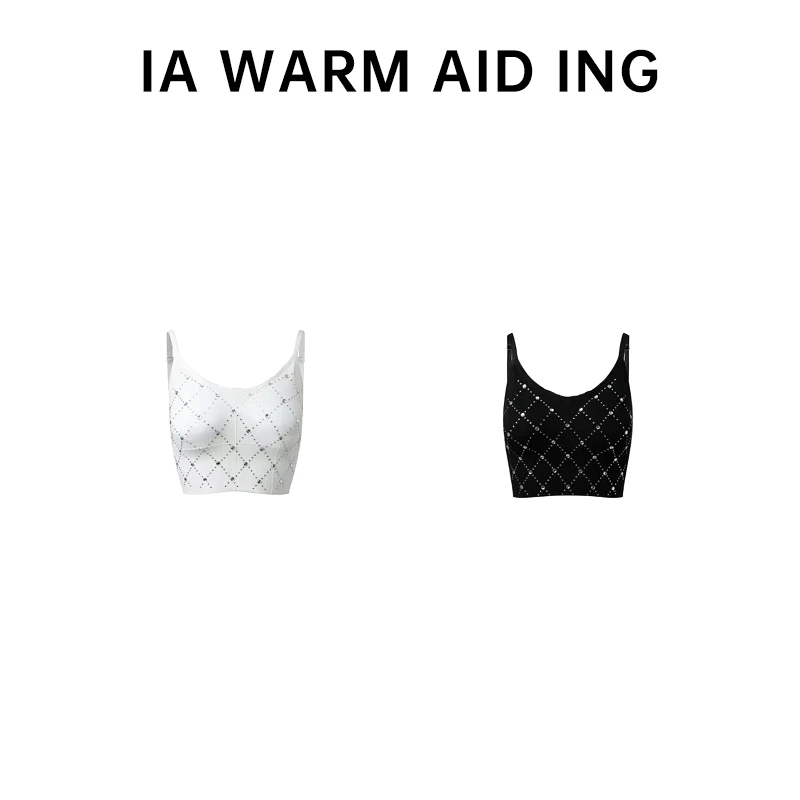 IA WARM AID ING 水钻弹力上衣背心设计师春夏
