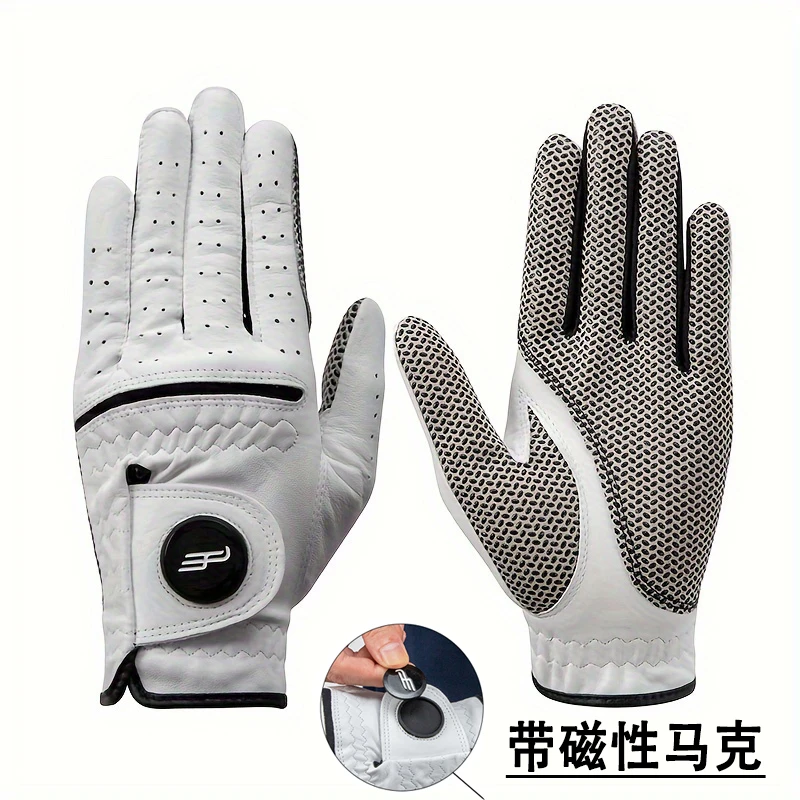 PlayEagle新款高尔夫小羊皮手套男士带马克耐磨透气手套单只左手
