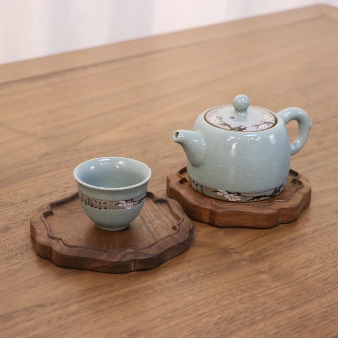 北美黑胡桃木壶承茶承壶托干泡茶垫茶托垫六边形壶垫杯隔热垫