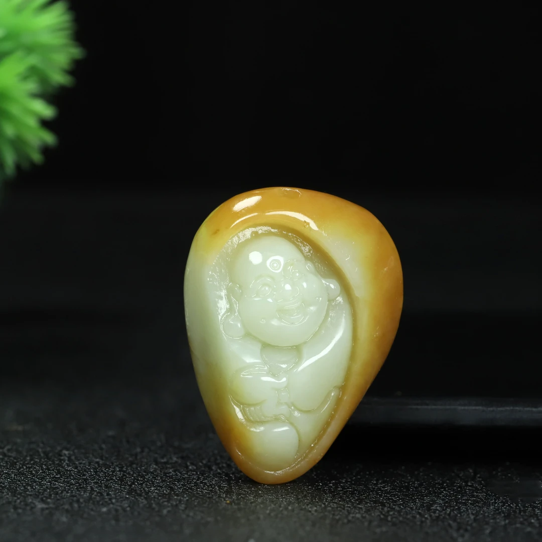 福利款精致和田玉佛公挂件毛衣链时尚个性吊坠带证书多样性发货