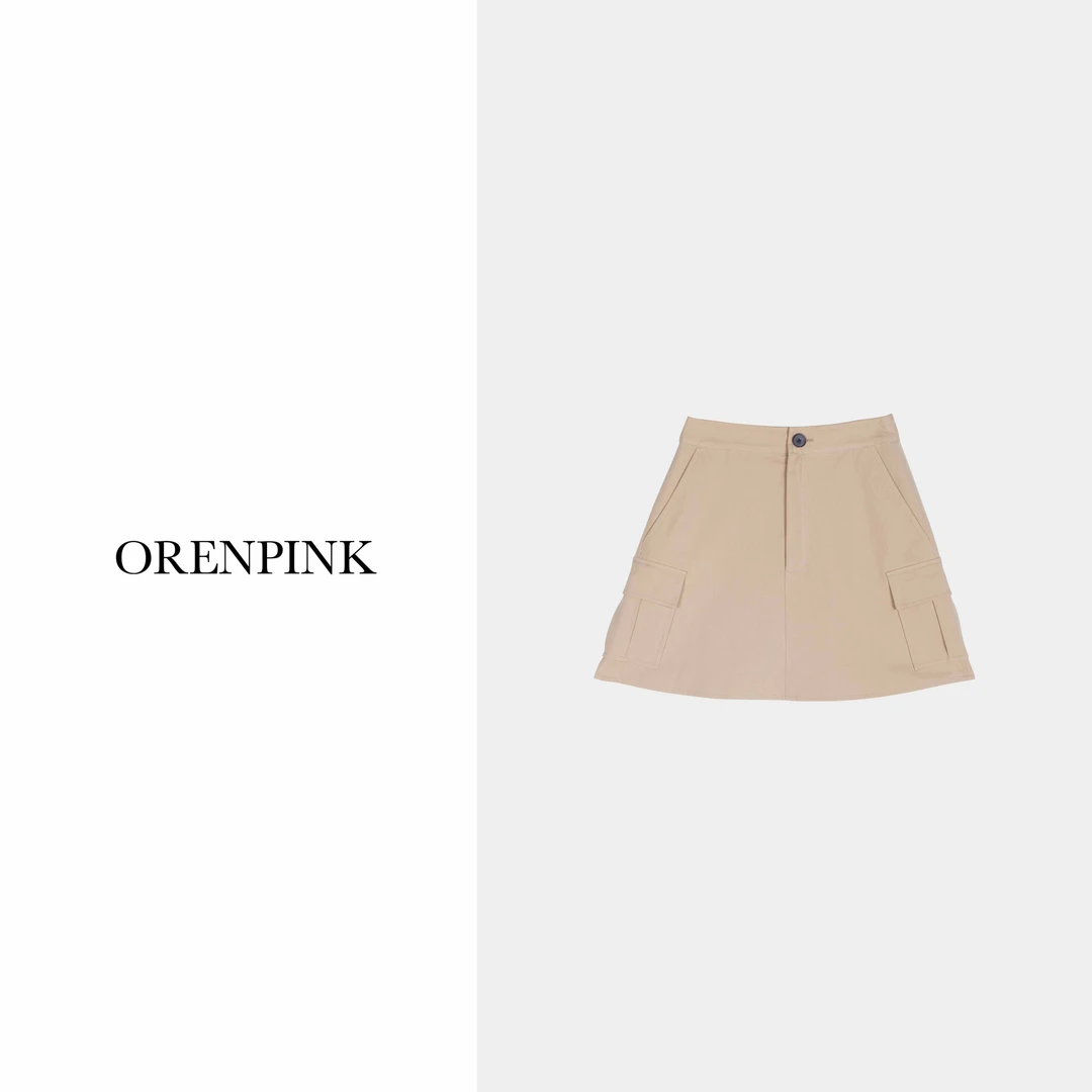 Orenpink 24年新款夏秋款时尚气质百搭侧边口袋设计师感女装半裙